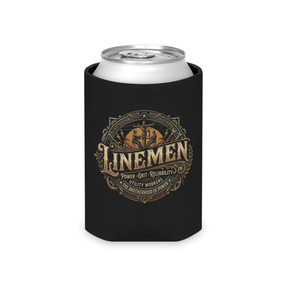 Linemen Vintage Emblem Can Cooler (Power • Grit • Reliability) - DCA0292