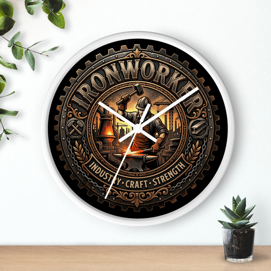Ironworker Wall Clock — Vintage Industrial Forge Design (Industry • Craft • Strength) - DCA0388