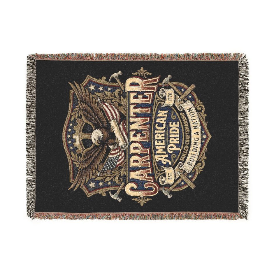 Carpenter Pride Woven Blanket — American Carpenter Emblem Throw