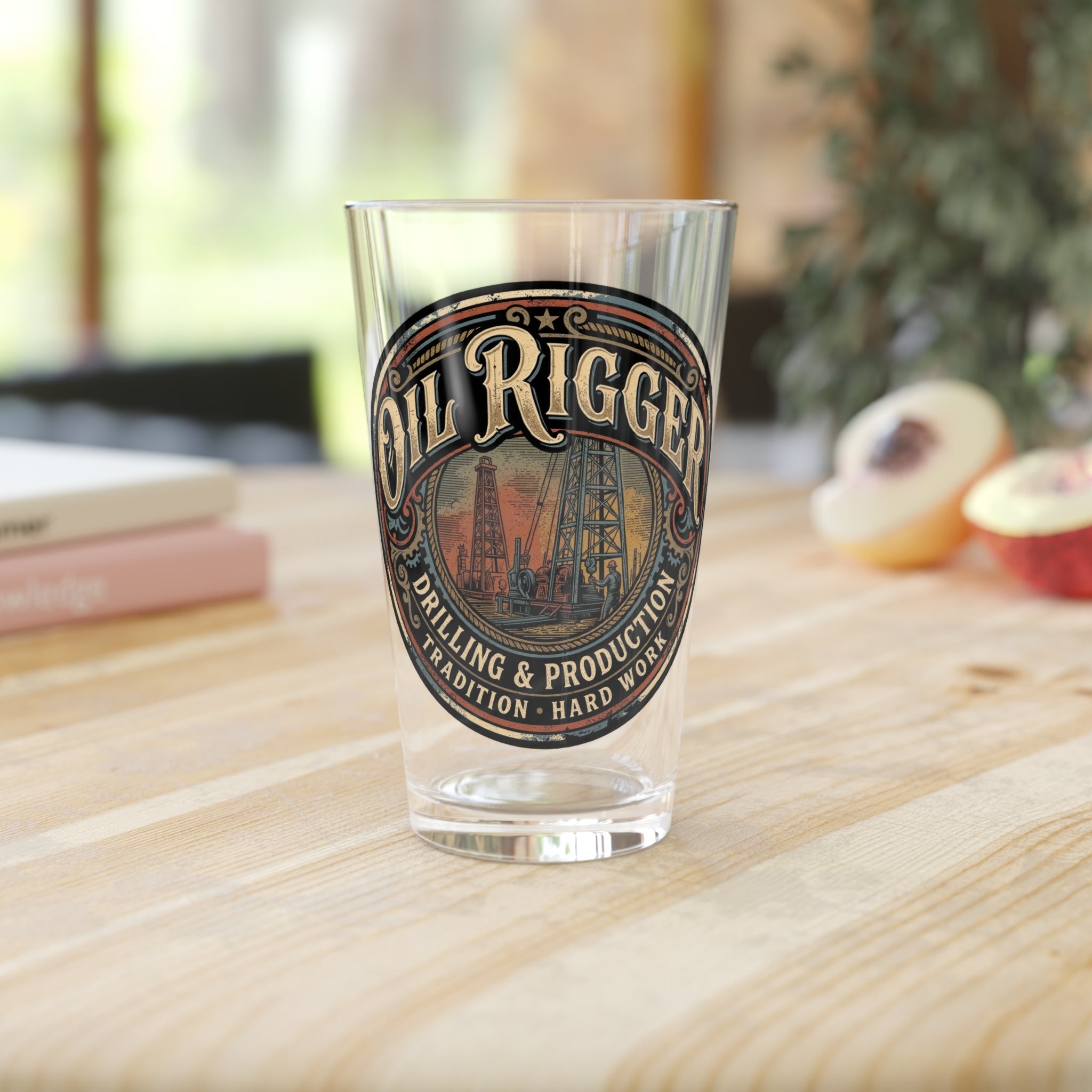 Oil Rigger Pint Glass – Vintage Drilling & Production Logo 16oz - DCA0166