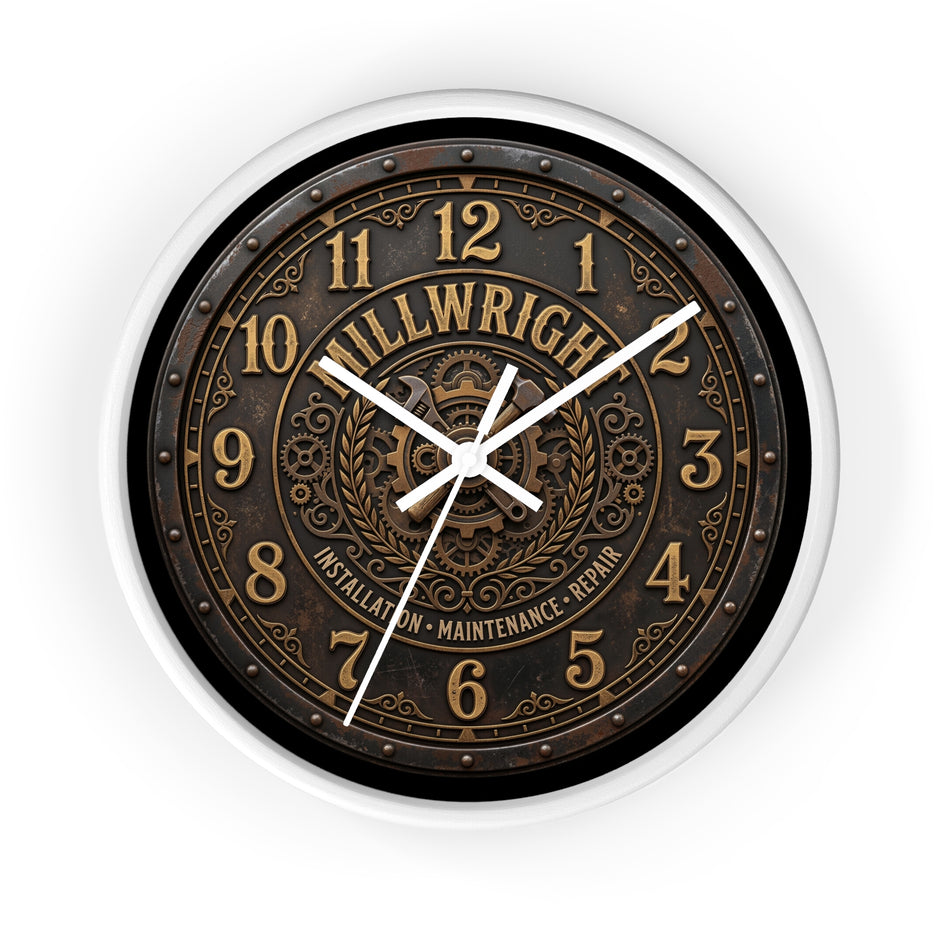 Millwright Vintage Industrial Wall Clock — Steampunk Workshop Decor - DCA0392