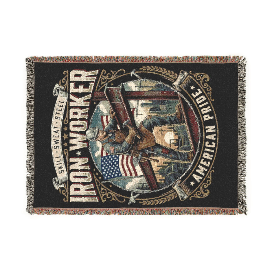 Iron Worker Woven Blanket – American Strong Patriotic Throw