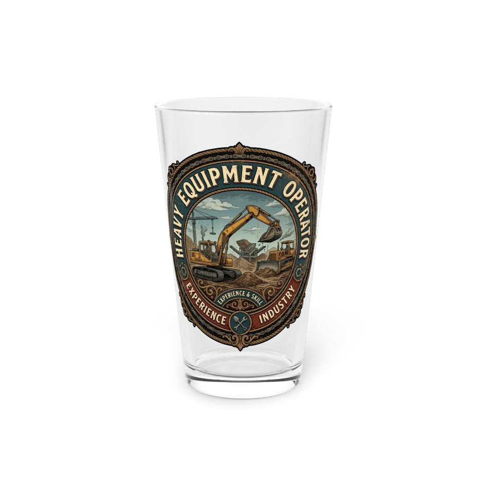 Heavy Equipment Operator Pint Glass – 16oz Construction Excavator Beer Glass - DCA0262