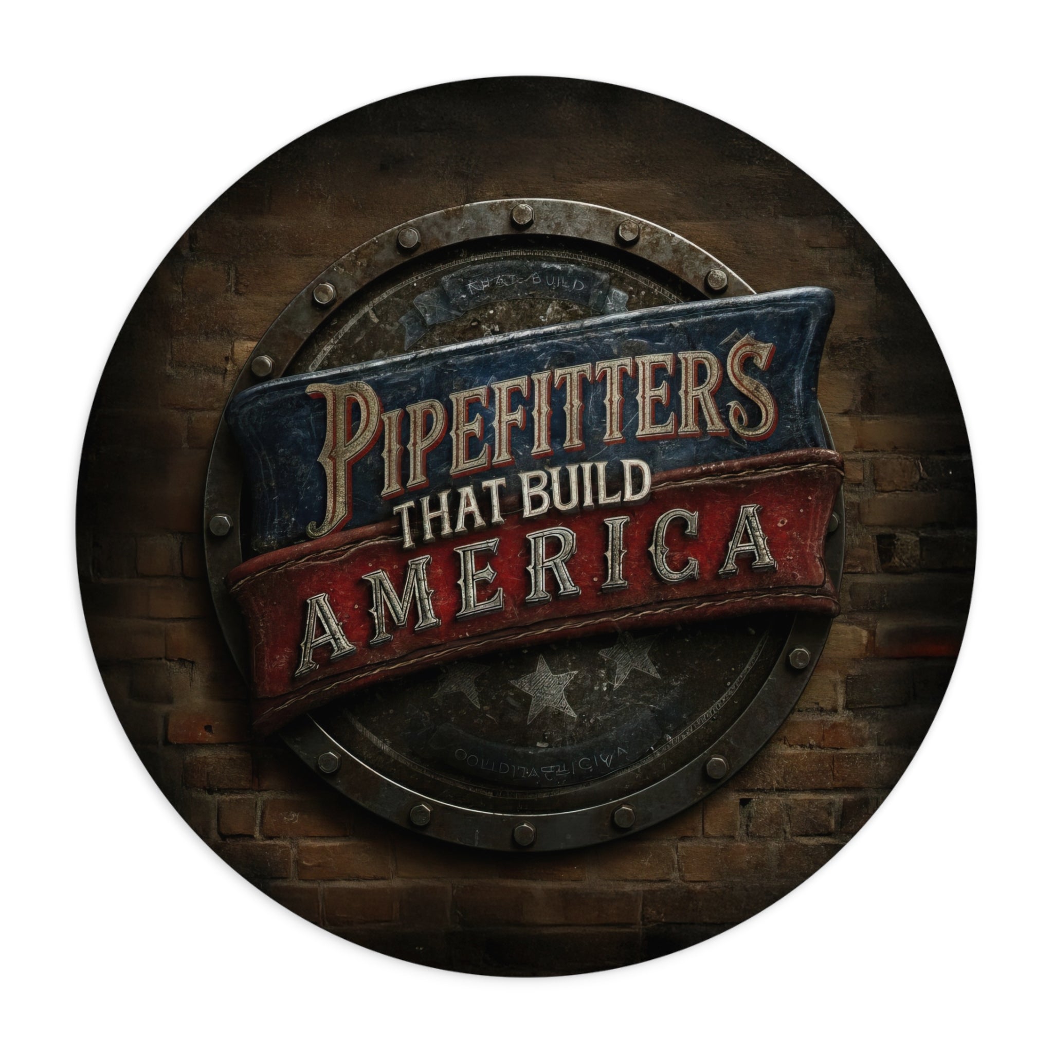 Pipefitters That Build America Round Mouse Pad