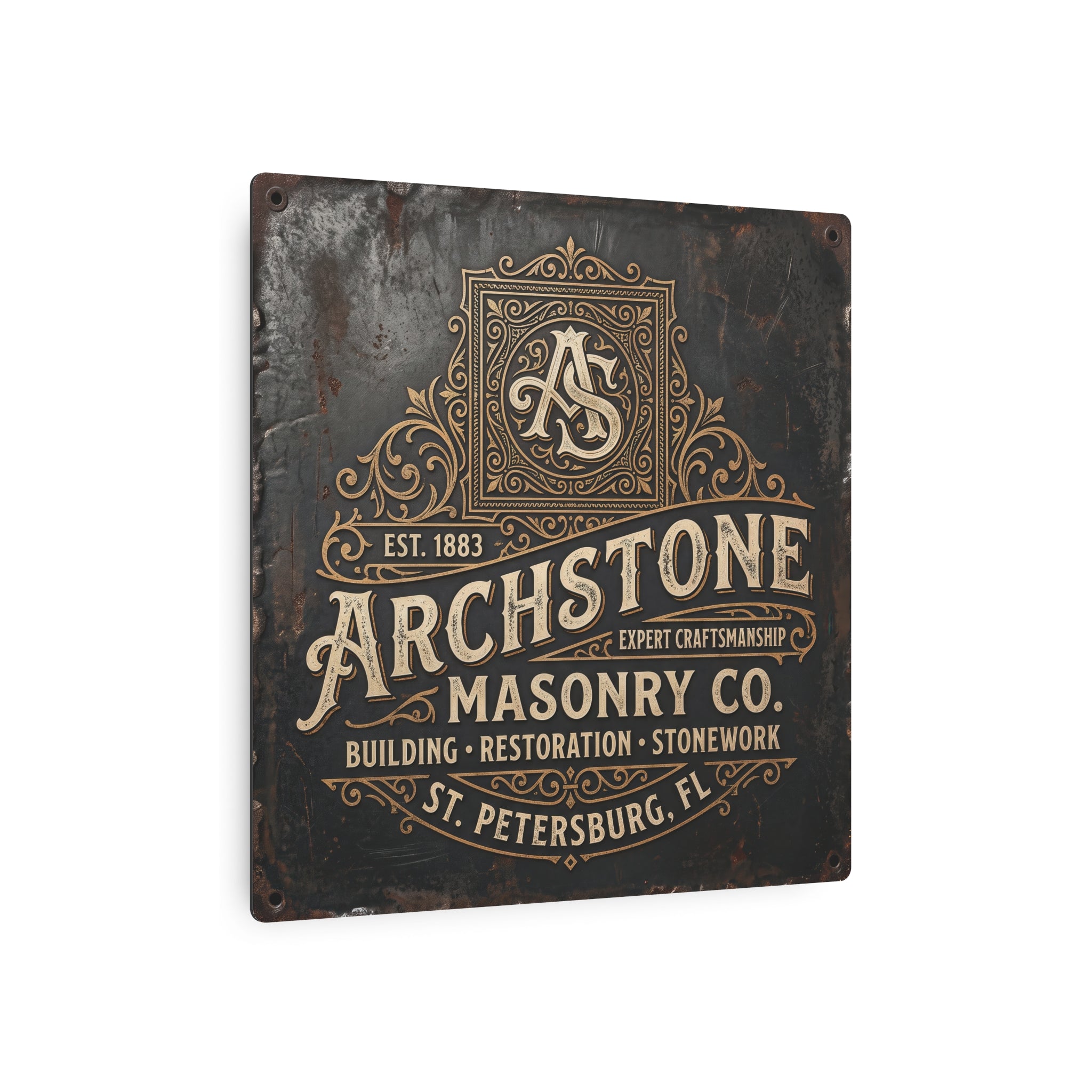 Mason - Archstone Masonry Co. Metal Sign – Vintage Industrial Masonry Plaque - DCA0436
