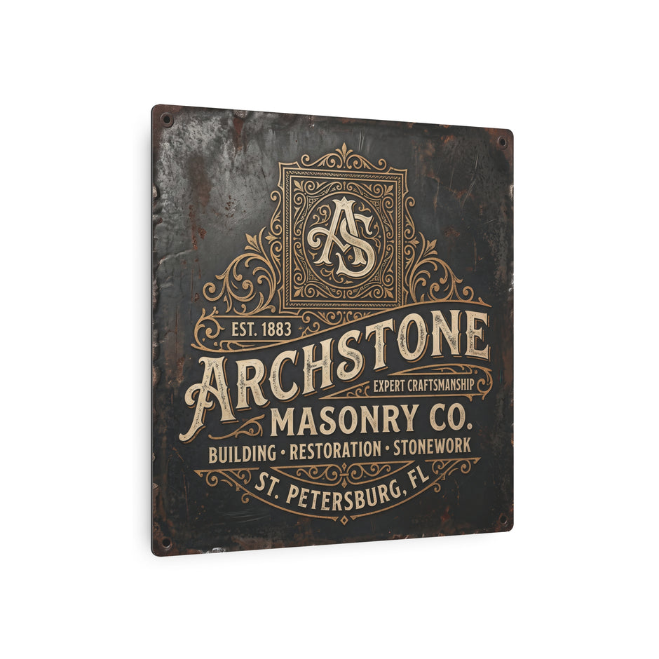 Mason - Archstone Masonry Co. Metal Sign – Vintage Industrial Masonry Plaque - DCA0436