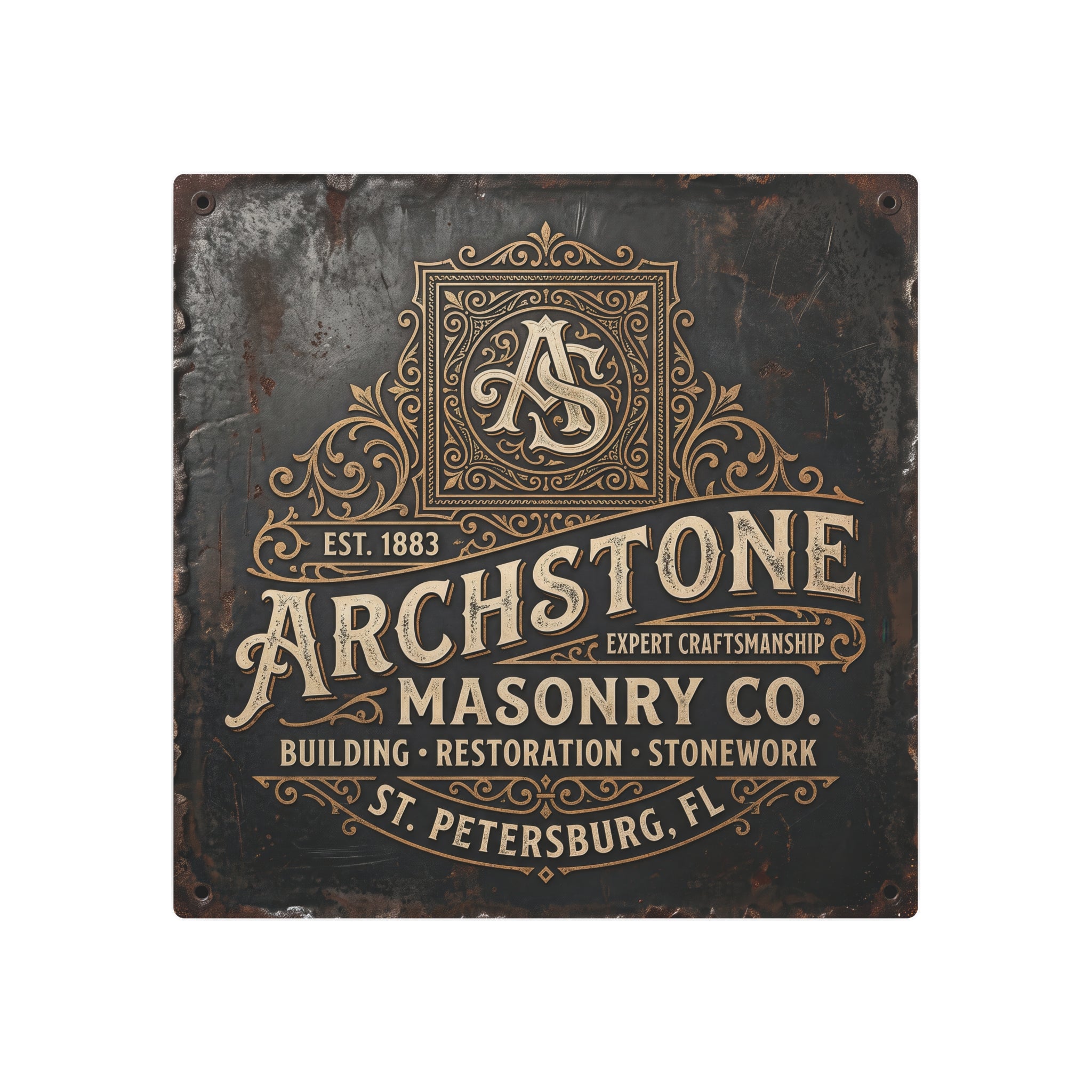 Mason - Archstone Masonry Co. Metal Sign – Vintage Industrial Masonry Plaque - DCA0436