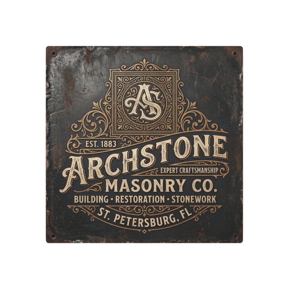 Mason - Archstone Masonry Co. Metal Sign – Vintage Industrial Masonry Plaque - DCA0436