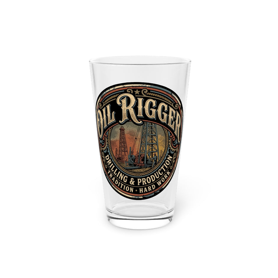 Oil Rigger Pint Glass – Vintage Drilling & Production Logo 16oz - DCA0166