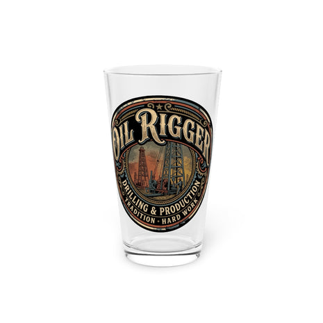 Oil Rigger Pint Glass – Vintage Drilling & Production Logo 16oz - DCA0166