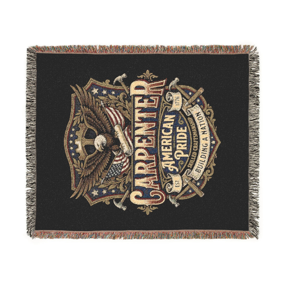 Carpenter Pride Woven Blanket — American Carpenter Emblem Throw