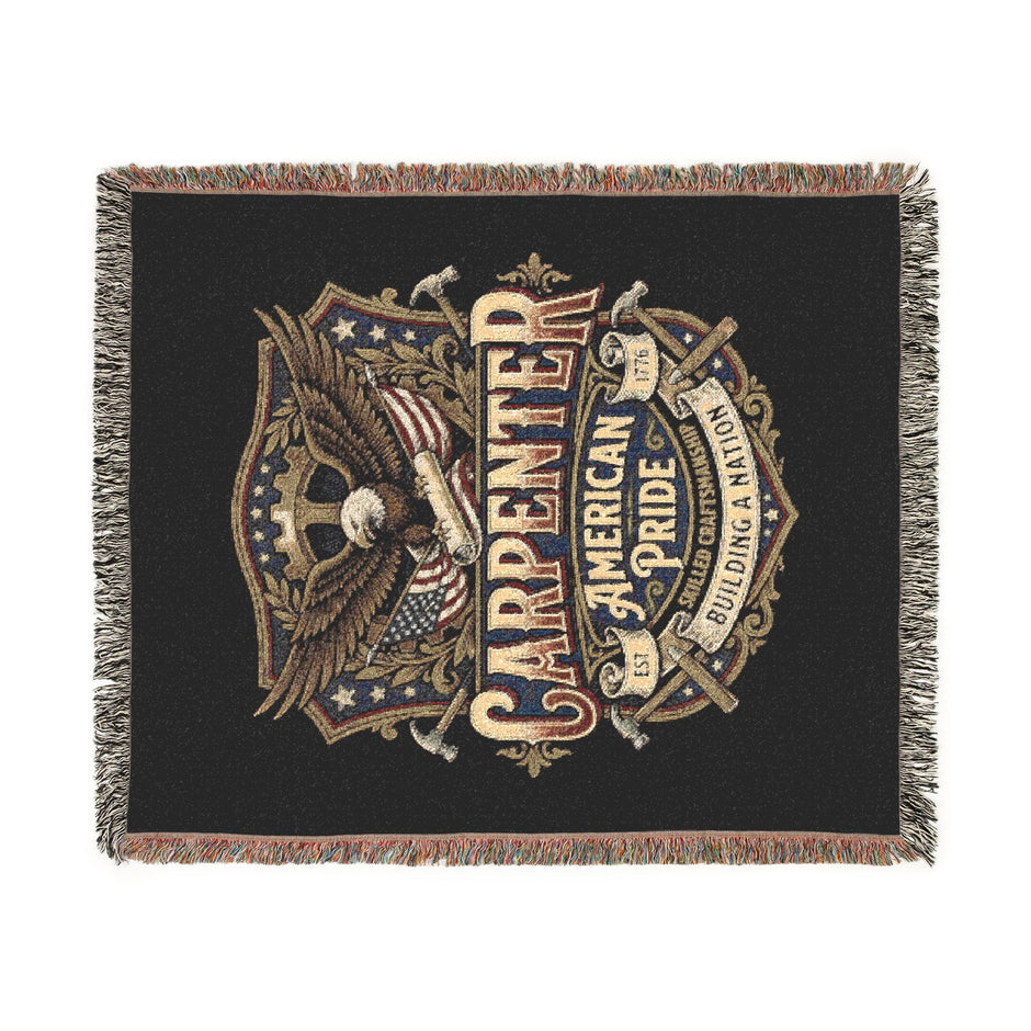 Carpenter Pride Woven Blanket — American Carpenter Emblem Throw