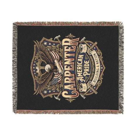Carpenter Pride Woven Blanket — American Carpenter Emblem Throw