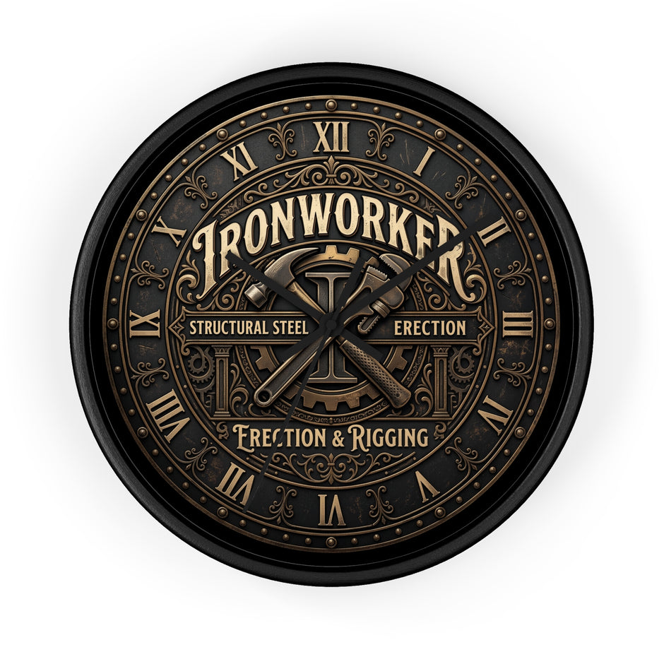 Ironworker Vintage Wall Clock — Structural Steel Erection & Rigging Decor - DCA0388