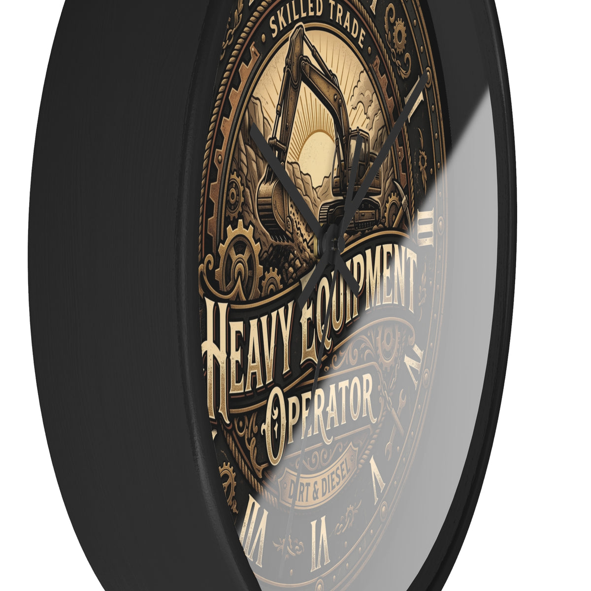 Heavy Equipment Operator Wall Clock — Vintage Excavator Garage & Workshop Decor - DCA0386