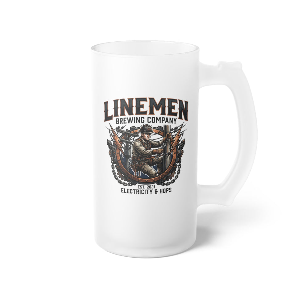 Linemen Frosted Glass Beer Mug – Trade Beer Stein - DCA0511