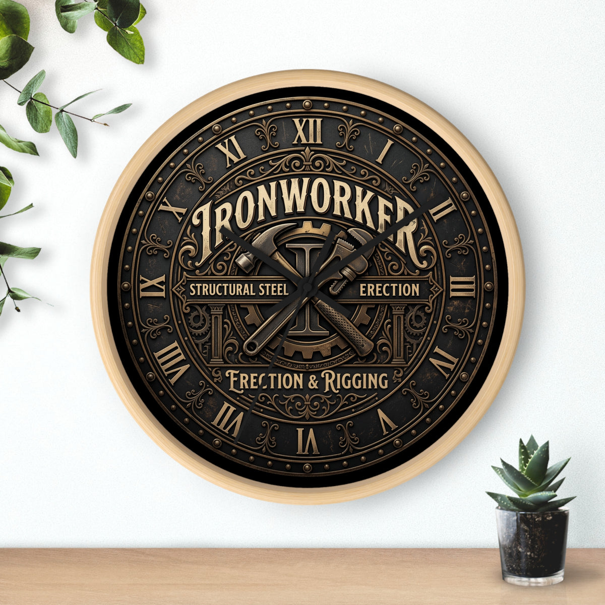Ironworker Vintage Wall Clock — Structural Steel Erection & Rigging Decor - DCA0388