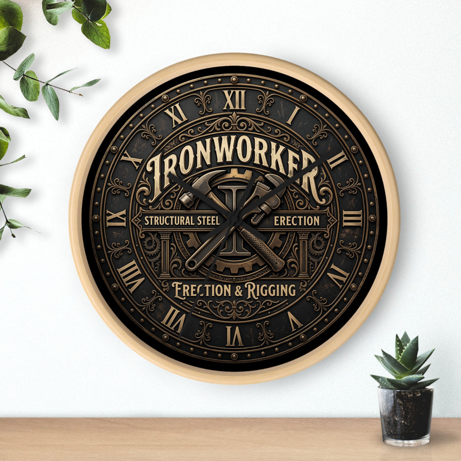 Ironworker Vintage Wall Clock — Structural Steel Erection & Rigging Decor - DCA0388
