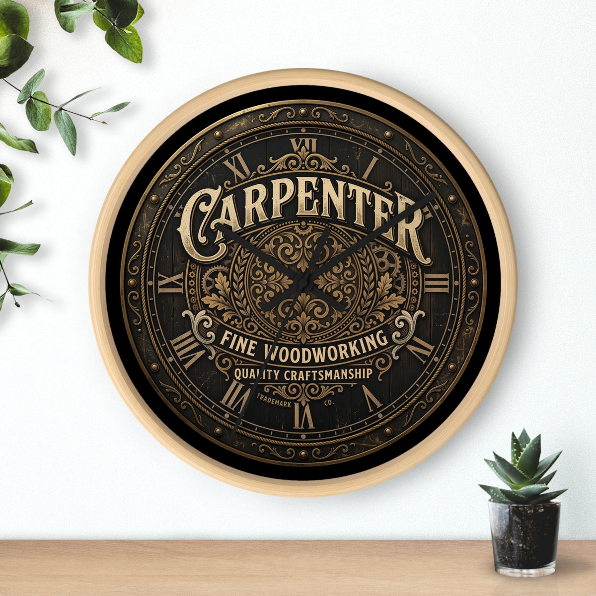 Carpenter Wall Clock — Vintage Woodworking Sign Clock for Workshop & Home - DCA384