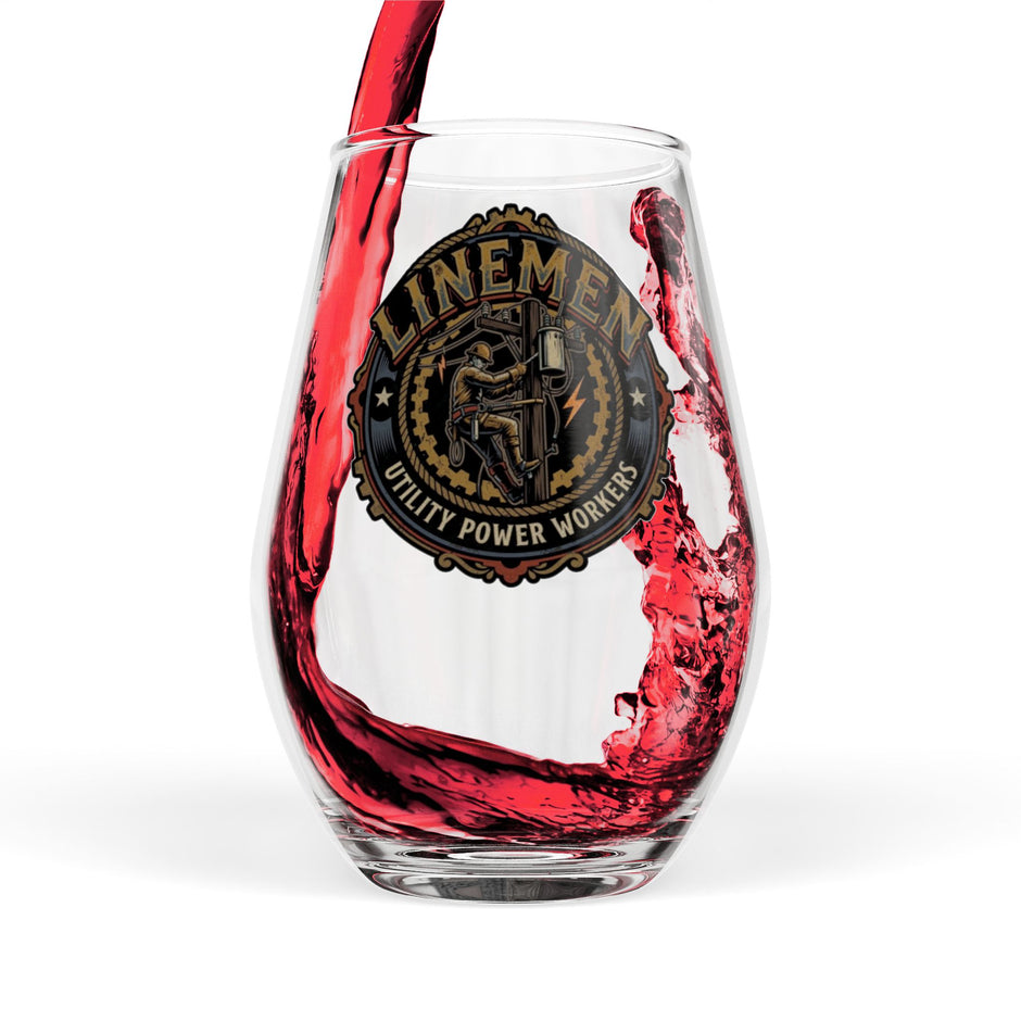 Linemen Unity Power Workers Stemless Wine Glass – 11.75 oz - DCA0340