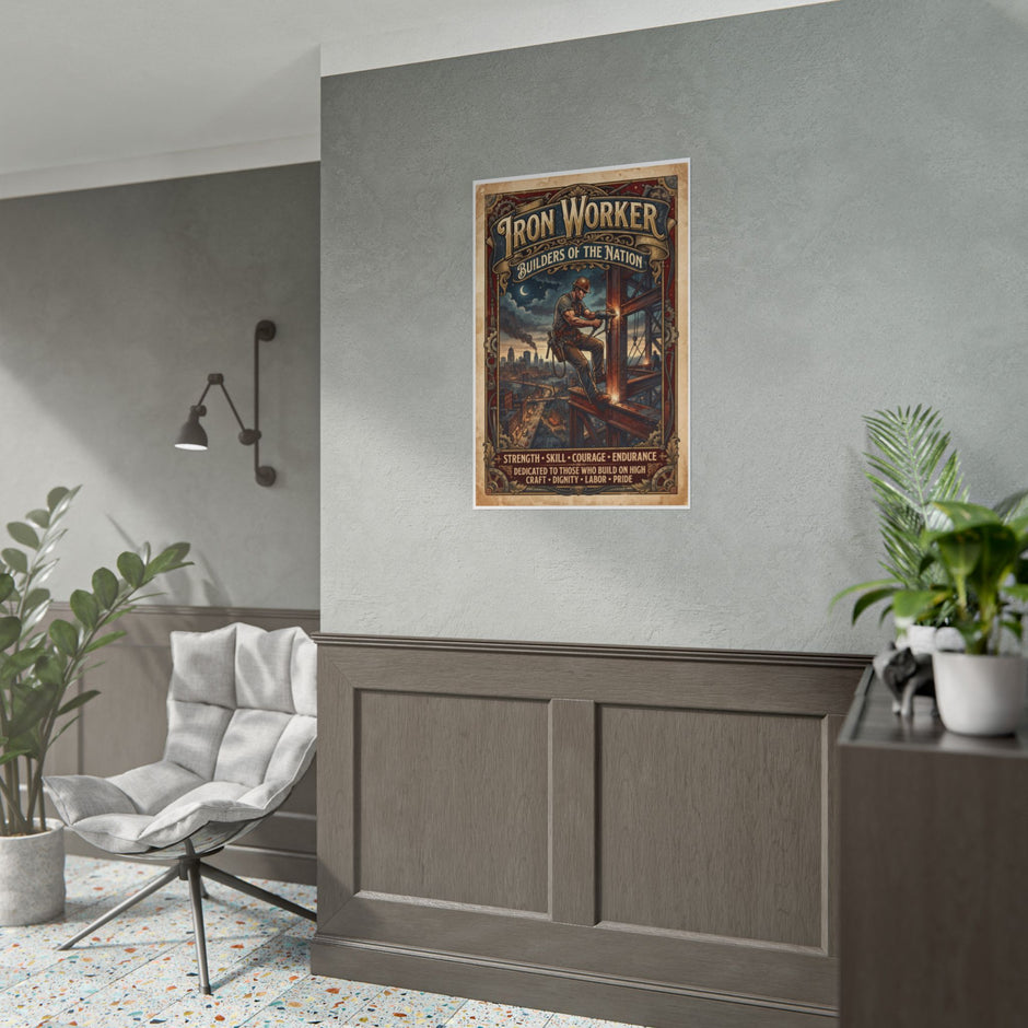 Iron Worker Rolled Poster — 'Iron Worker: Builders of the Nation' Vintage Industrial Wall Art - DCA0371