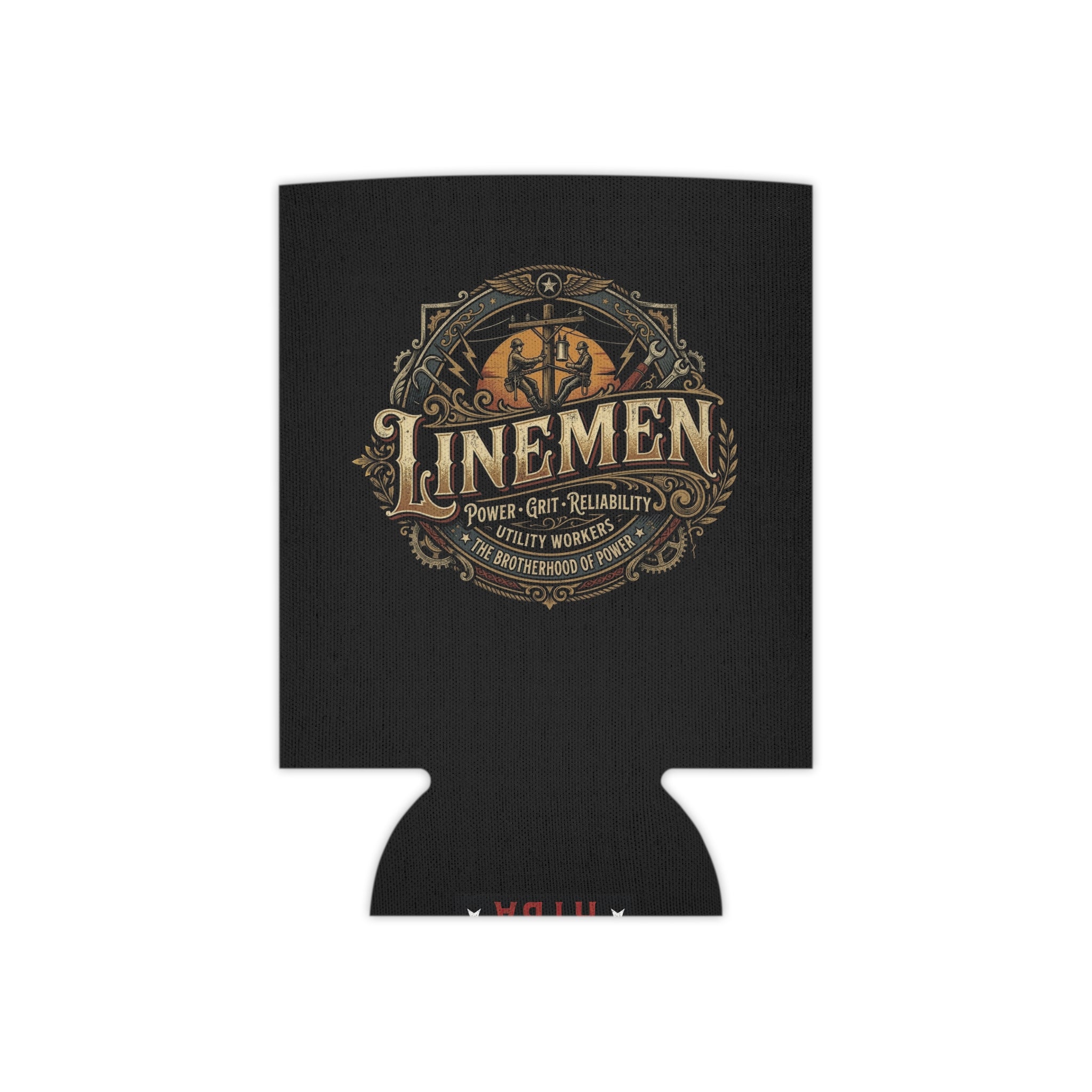 Linemen Vintage Emblem Can Cooler (Power • Grit • Reliability) - DCA0292