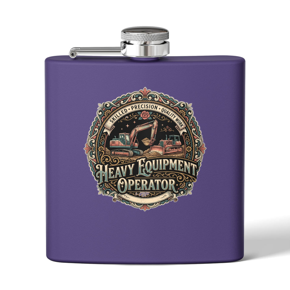 Heavy Equipment Operator Stainless Steel Flask — 6oz (Skilled Trades Woman Gift)