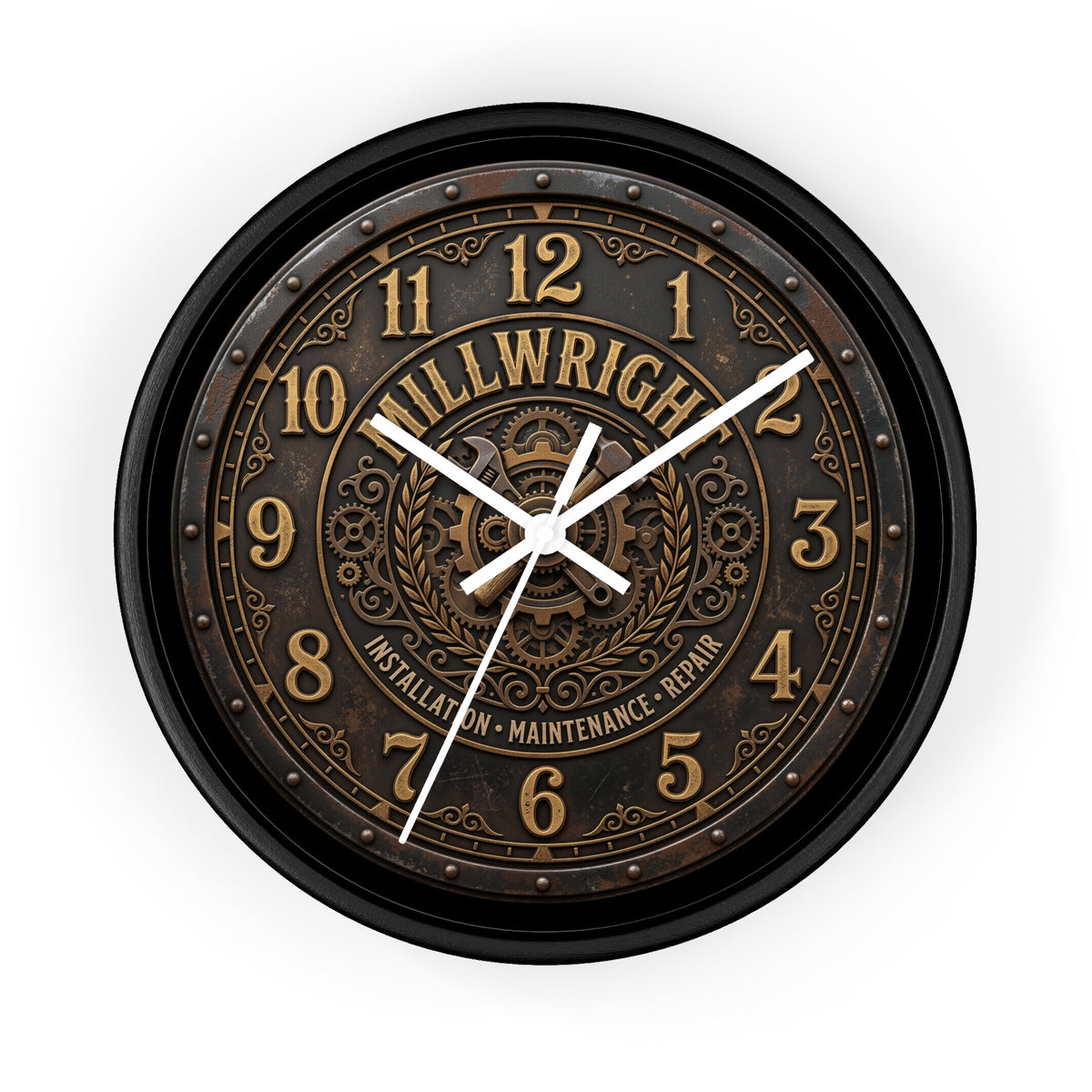 Millwright Vintage Industrial Wall Clock — Steampunk Workshop Decor - DCA0392