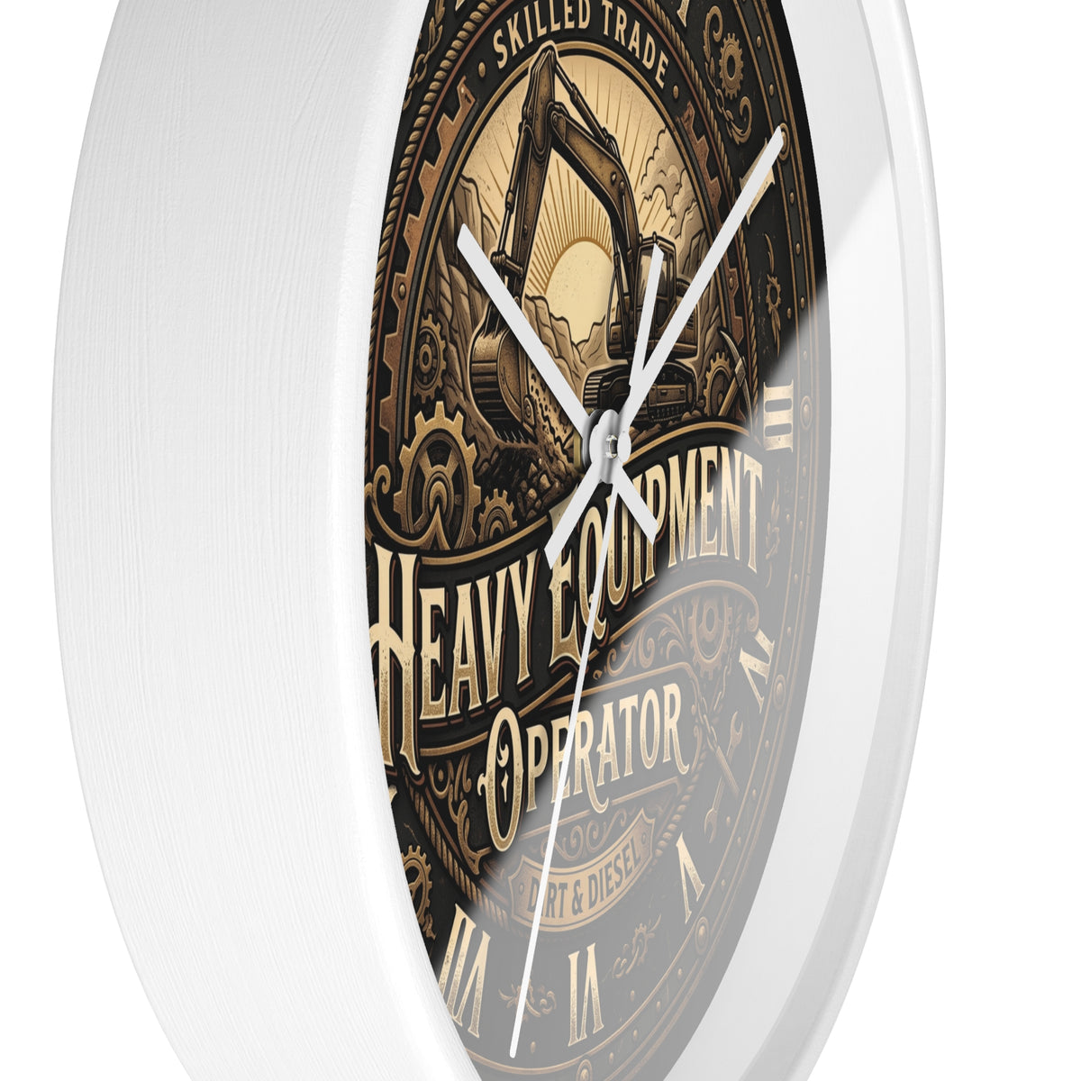 Heavy Equipment Operator Wall Clock — Vintage Excavator Garage & Workshop Decor - DCA0386