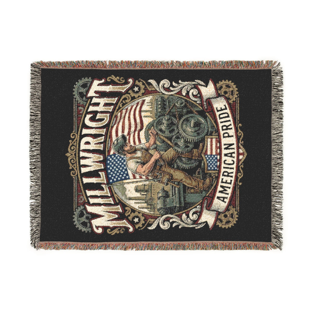 Millwright Woven Blanket — Vintage Emblem American Pride Throw