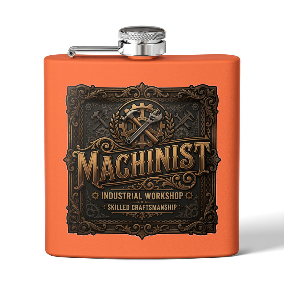 Machinist Flask — 6oz Stainless Steel Industrial Workshop Hip Flask - DCA0426