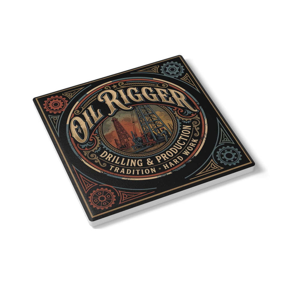 Oil Rigger Ceramic Coaster — Vintage Drilling & Production Design - Oil Rigger - DCA0236