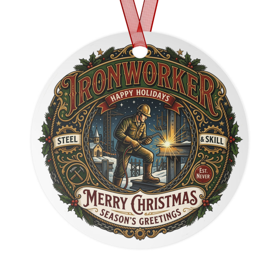 Ironworker Christmas Metal Ornament — 