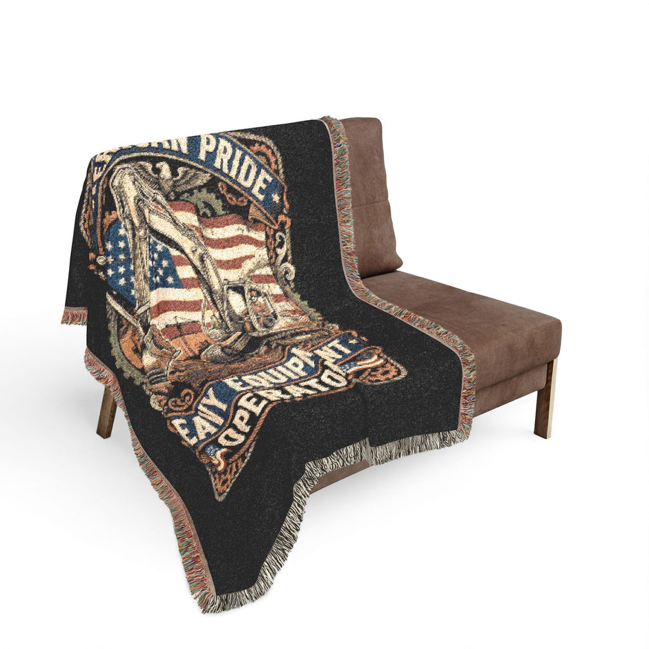 Heavy Equipment Operator Woven Blanket — American Pride Flag Design