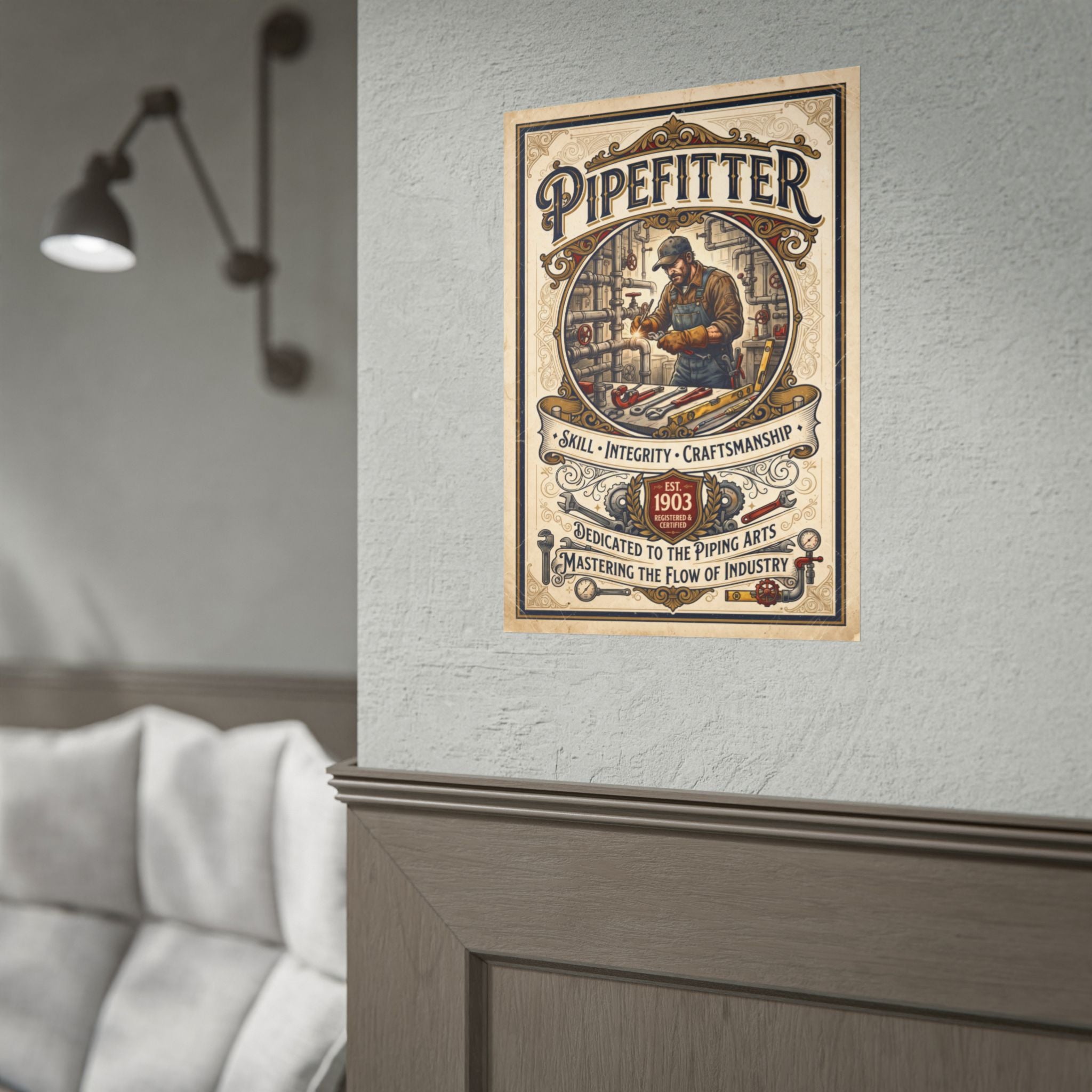 Pipefitter Rolled Poster — Vintage Trades Wall Art: 