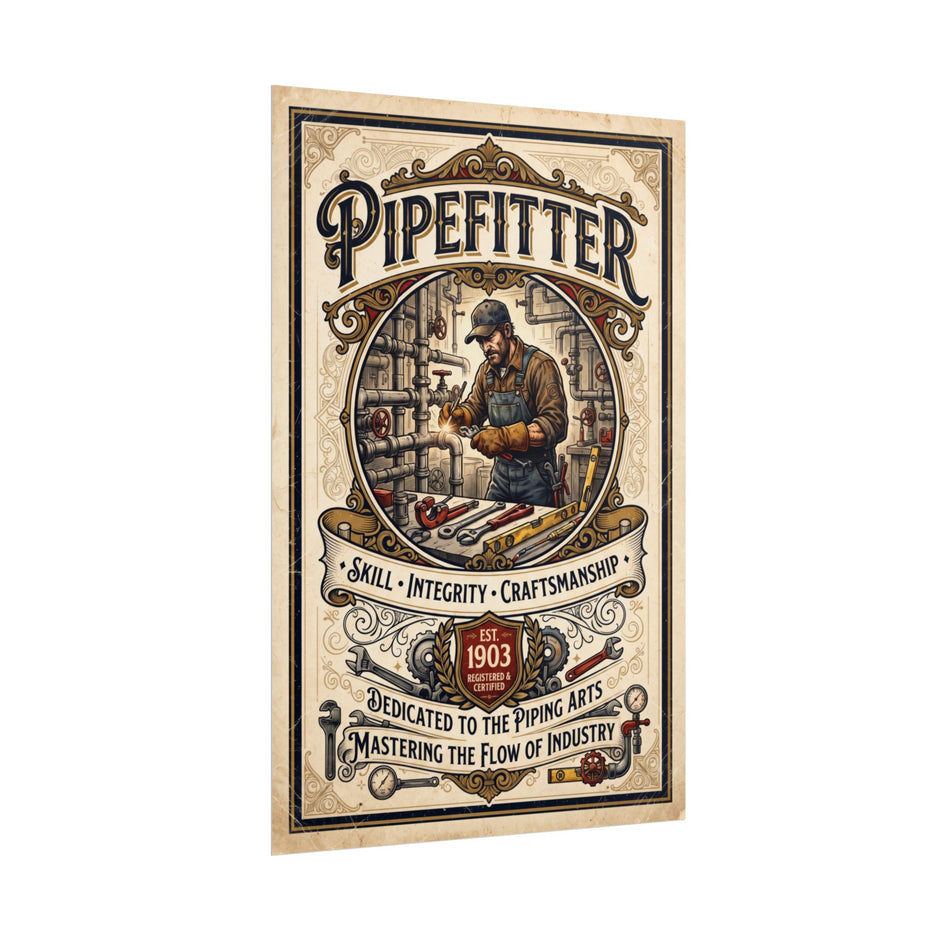 Pipefitter Rolled Poster — Vintage Trades Wall Art: 