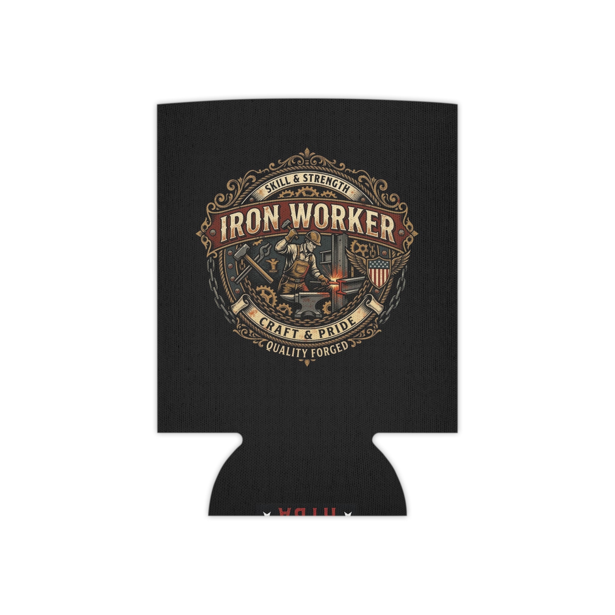 Iron Worker: Skill & Strength- Vintage Trade Logo Can Cooler - DCA0291
