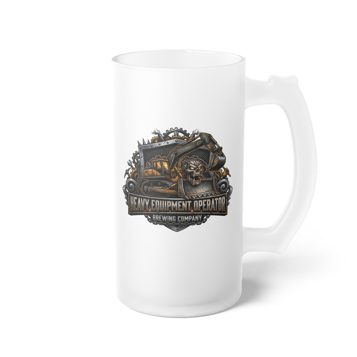 Heavy Equipment Operator Beer Mug — Frosted 16 oz Vintage Emblem - DCA0508