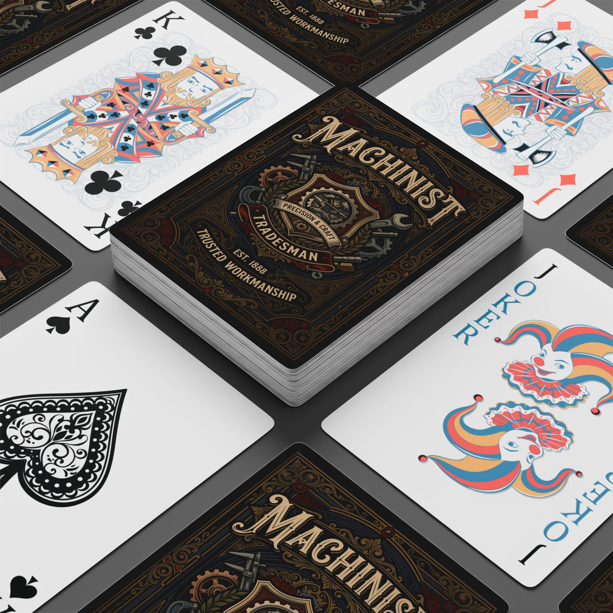 Machinist Tradesman Poker Playing Cards — Vintage Industrial Ace Spade Deck - DCA0414