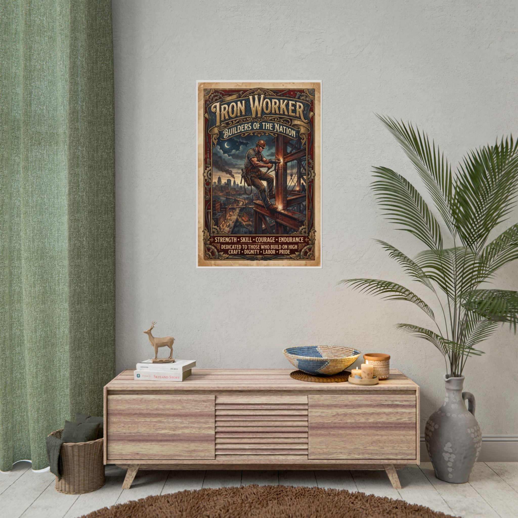 Iron Worker Rolled Poster — 'Iron Worker: Builders of the Nation' Vintage Industrial Wall Art - DCA0371