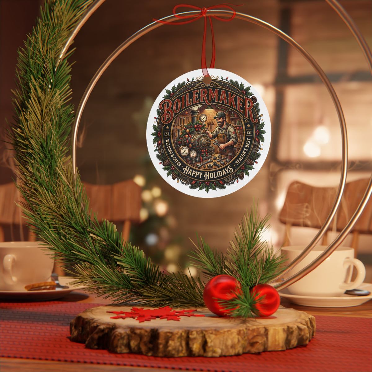 Boilermaker Metal Ornament — 'Precision Craft, Forging the Future' Industrial Keepsake - DCA0402