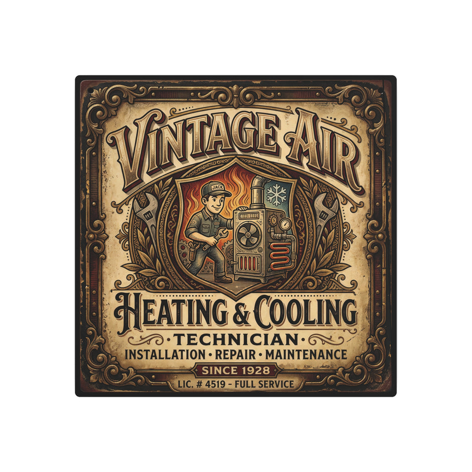 HVAC Technician - Vintage Air Heating & Cooling Metal Sign — Technician Retro Metal Wall Art - DCA0432