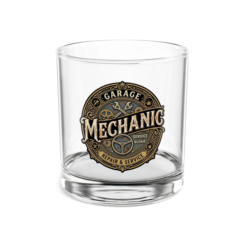 Mechanic Garage Logo 10oz Rocks Glass – Vintage Repair & Service Whiskey Tumbler - DCA0203