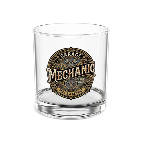 Mechanic Garage Logo 10oz Rocks Glass – Vintage Repair & Service Whiskey Tumbler - DCA0203