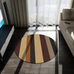 Round Striped Rug — Retro Earthtone Circular Accent Rug