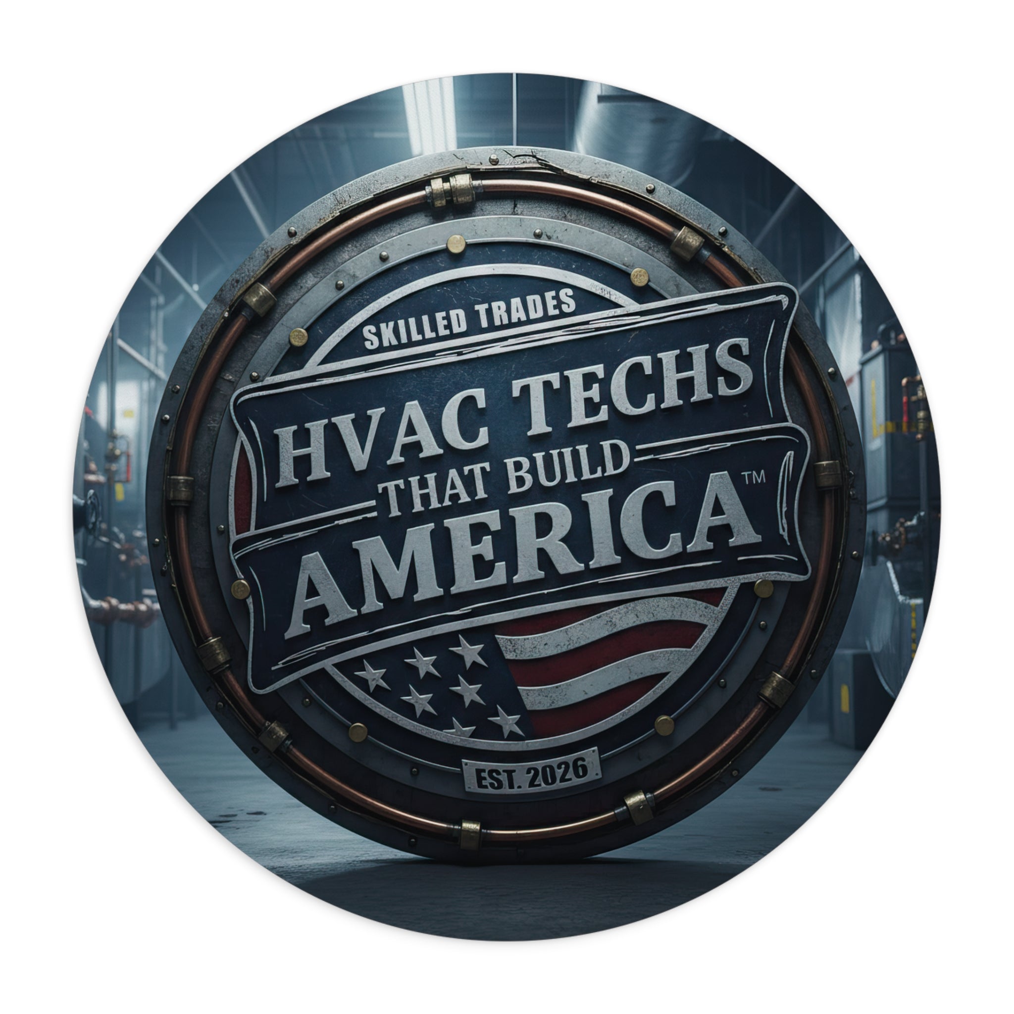 HVAC Techs That Build America Round Mouse Pad MP1019
