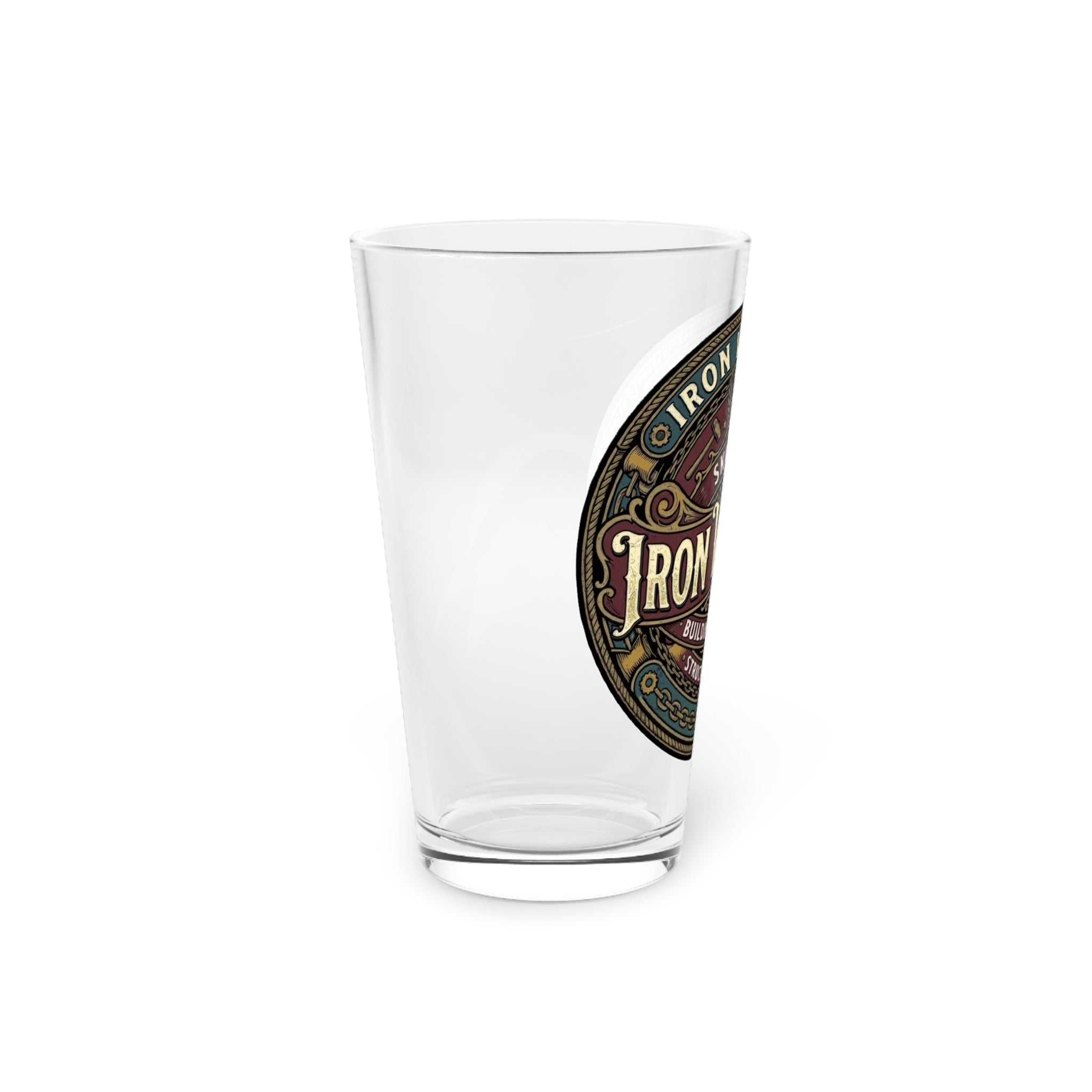 Iron Worker Pint Glass — Skilled Iron Worker Vintage Logo 16oz - DCA0257