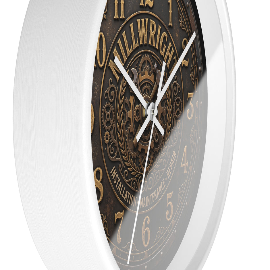 Millwright Vintage Industrial Wall Clock — Steampunk Workshop Decor - DCA0392
