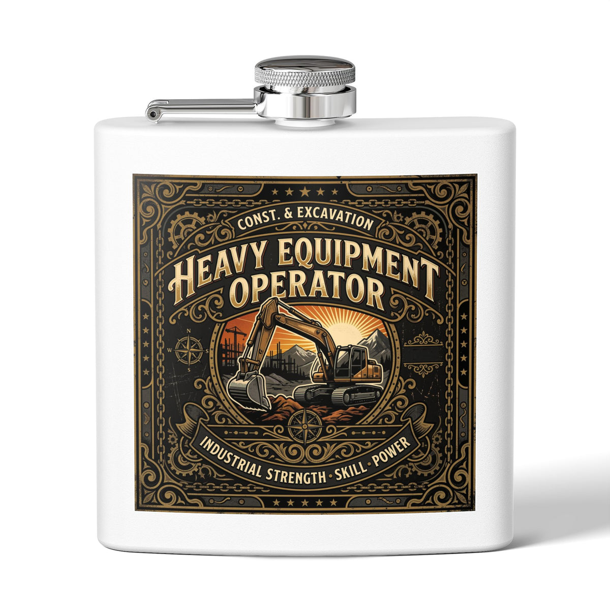 Heavy Equipment Operator Flask — 6oz Stainless Steel Hip Flask - DCA0422