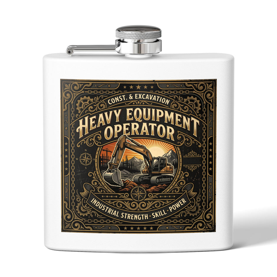 Heavy Equipment Operator Flask — 6oz Stainless Steel Hip Flask - DCA0422